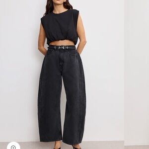 NEW GOOD AMERICAN W TAGS Extreme Good Barrel Jeans | Size 6/28 woman’s 373 Black